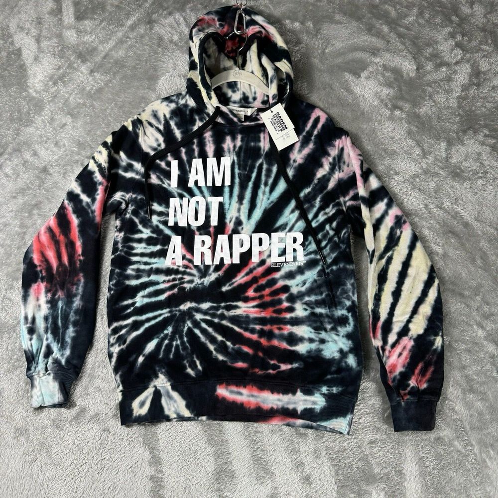 Eleven Paris Hoodie Mens S Tie Dye Nadem Rapper Sweatshirt Pullover Logo Graphic
